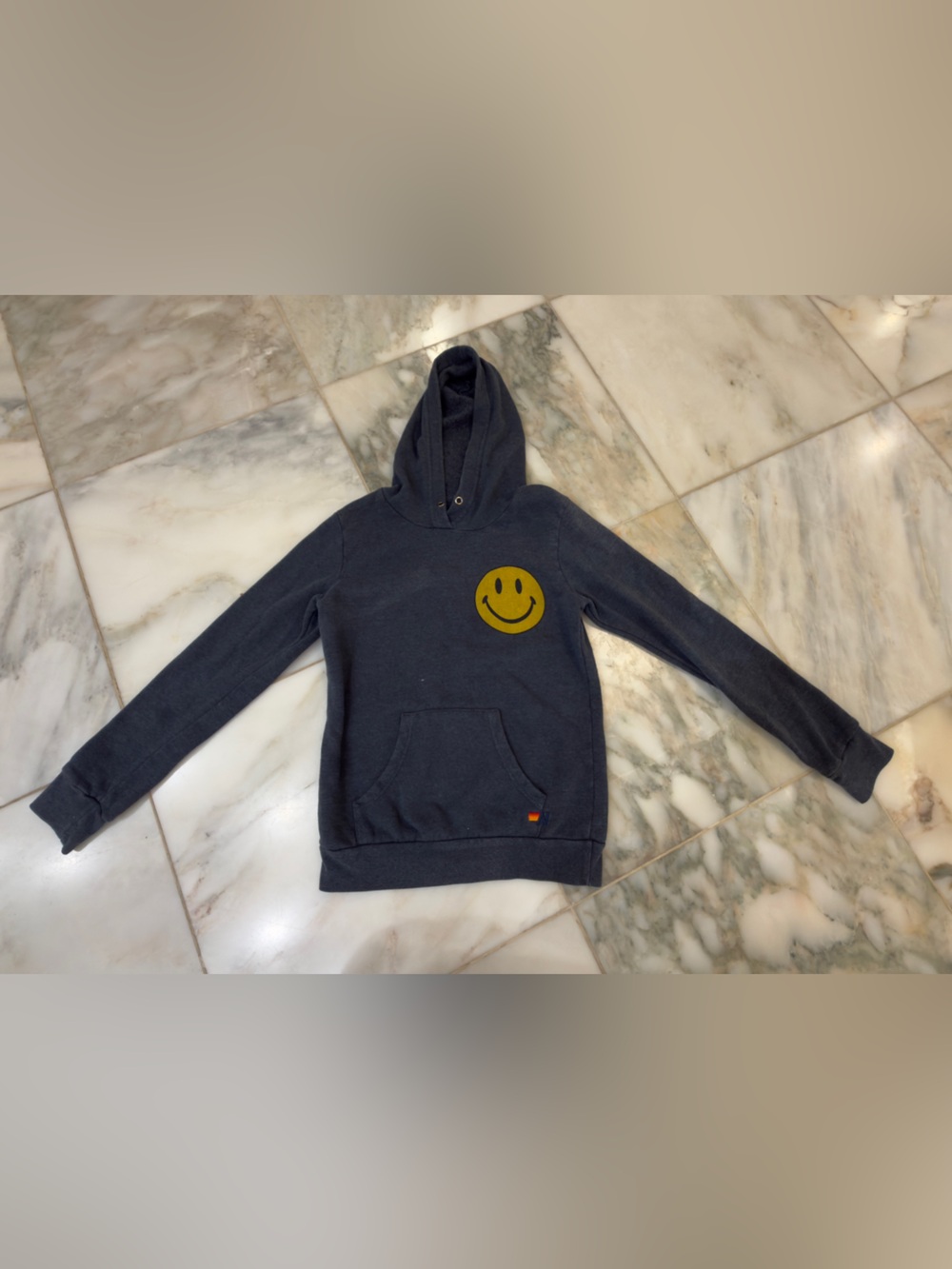 Aviator Nation Navy Hoodie with Yellow Smiley